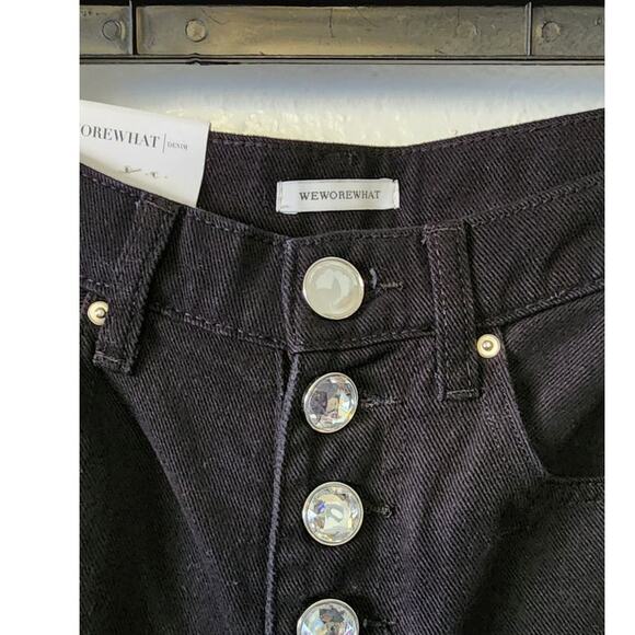 WeWoreWhat The Danielle Crystal Straight Jeans Black 26 NEW FLAWED - Picture 12 of 13